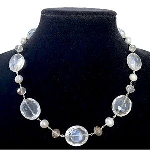 Handmade Crystal and Faux Pearl Statement Necklace